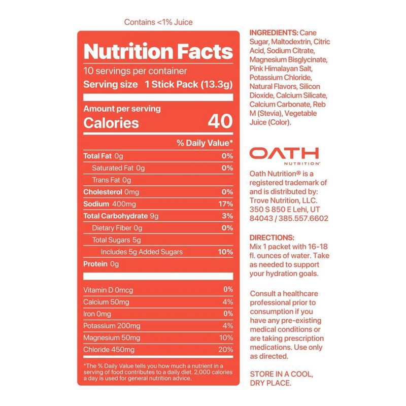 slide 5 of 5, Oath Nutrition 10pk Hydration - Strawberry Key Lime, 10 ct