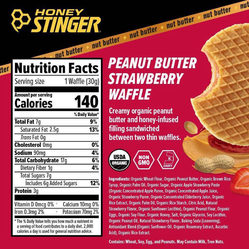 slide 3 of 6, Honey Stinger Strawberry/Peanut Butter Energy Bar - 1.31 oz/6 pk, 1.31 oz, 6 ct