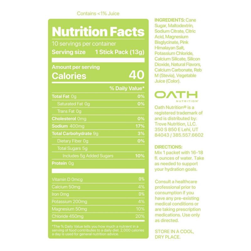 slide 5 of 5, Oath Nutrition 10pk Hydration - Watermelon Lime, 10 ct