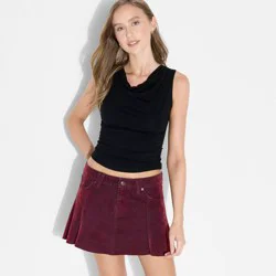 Women's Pocket Flare Mini Denim Skirt - Wild Fable™ Burgundy 8