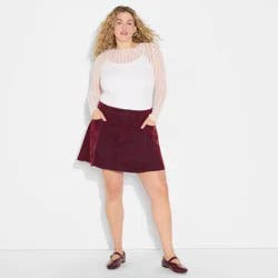 Women's Pocket Flare Mini Denim Skirt - Wild Fable™ Burgundy 17