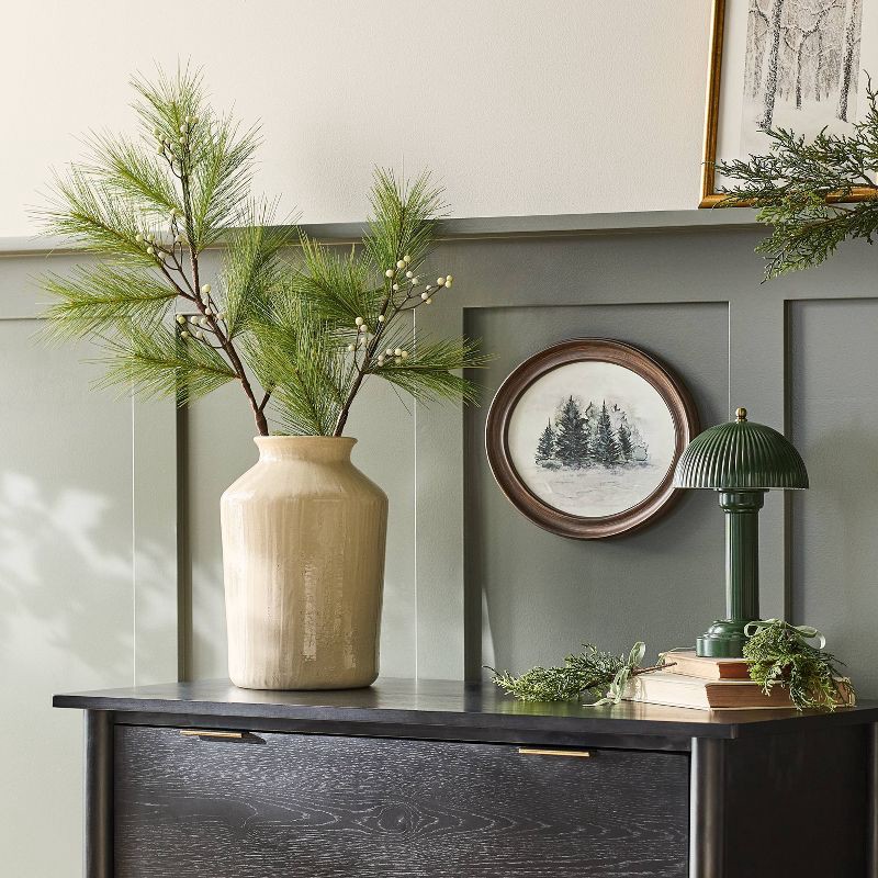 slide 2 of 3, Hearth & Hand with Magnolia 36" Long Needle Pine with White Berry Artificial Stem - Hearth & Hand™ with Magnolia, 1 ct