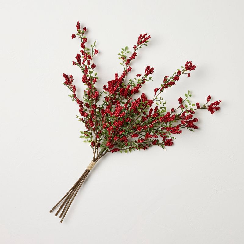 slide 1 of 3, Hearth & Hand with Magnolia 22" Faux Red Berry Artificial Bundle - Hearth & Hand™ with Magnolia, 1 ct