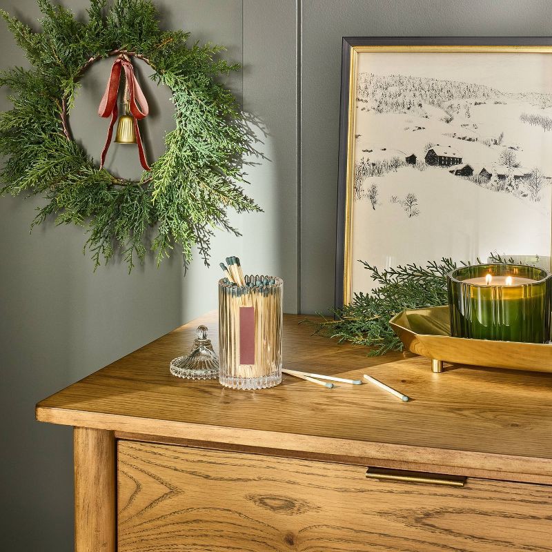 slide 2 of 3, Hearth & Hand with Magnolia 12" Mini Cypress with Brass Bell and Red Ribbon Christmas Wreath - Hearth & Hand™ with Magnolia, 1 ct