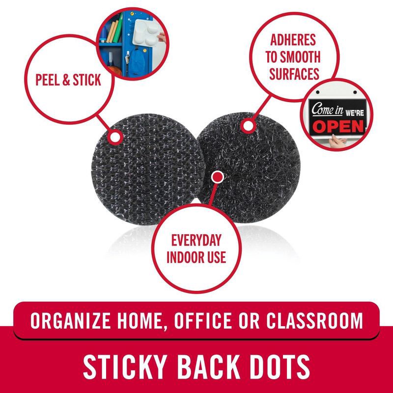 slide 2 of 9, VELCRO 5/8" 15ct Sticky Back Dots Mounting Adhesive for Classroom and Office Organization Black, 15 ct
