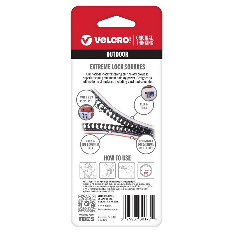 slide 6 of 6, VELCRO 1" 6 Set Outdoor Extreme Lock Fasteners Heavy Duty Holds up to 10lbs Black, 10 lb