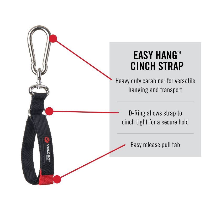 slide 2 of 4, VELCRO 16" Easy-Hang Cinch Strap Heavy Duty Garage Organization Holds 150lbs Black, 150 lb