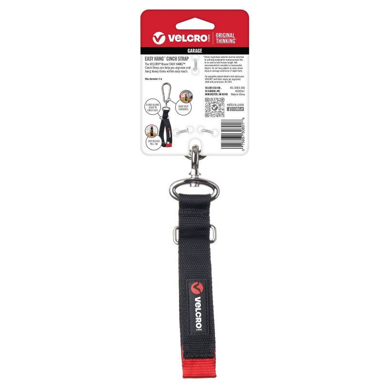 slide 4 of 4, VELCRO 16" Easy-Hang Cinch Strap Heavy Duty Garage Organization Holds 150lbs Black, 150 lb