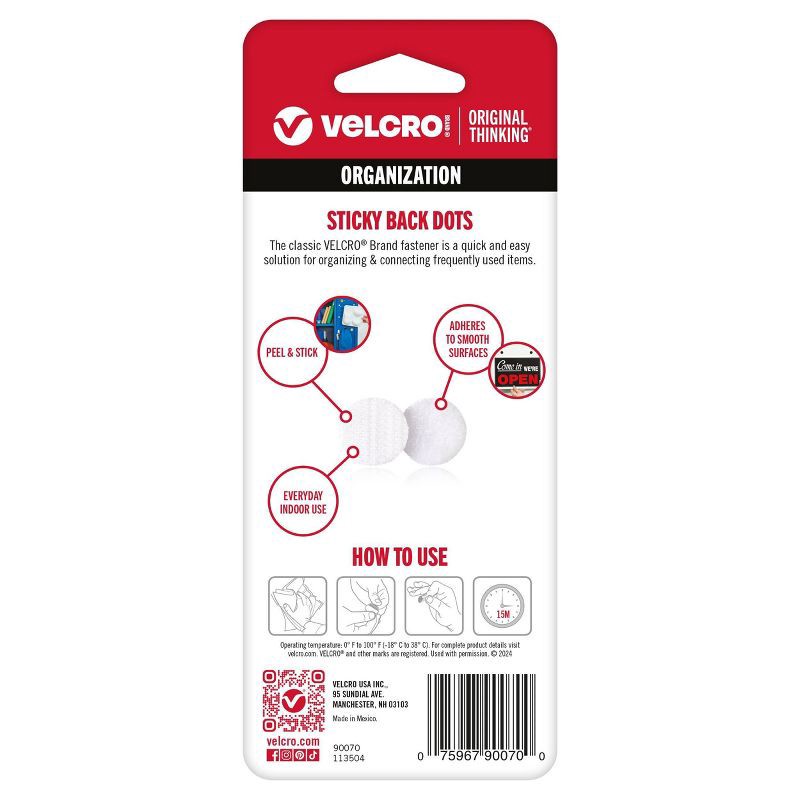 slide 9 of 9, VELCRO 5/8" 15ct Sticky Back Dots Mounting Adhesive for Classroom and Office Organization White, 15 ct