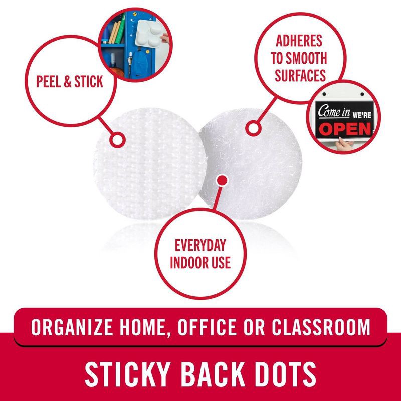 slide 2 of 8, VELCRO 5/8" 75ct Sticky Back Dots Mounting Adhesive for Classroom and Office Organization White, 75 ct