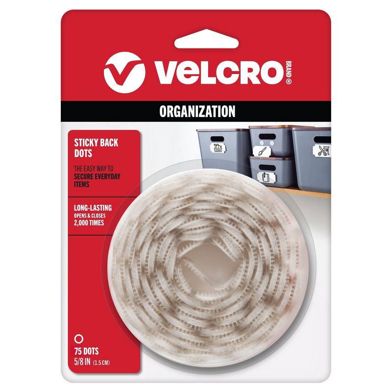 slide 1 of 8, VELCRO 5/8" 75ct Sticky Back Dots Mounting Adhesive for Classroom and Office Organization White, 75 ct