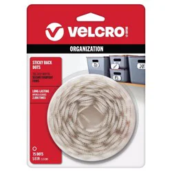 VELCRO 5/8" 75ct Sticky Back Dots Mounting Adhesive for Classroom and Office Organization White