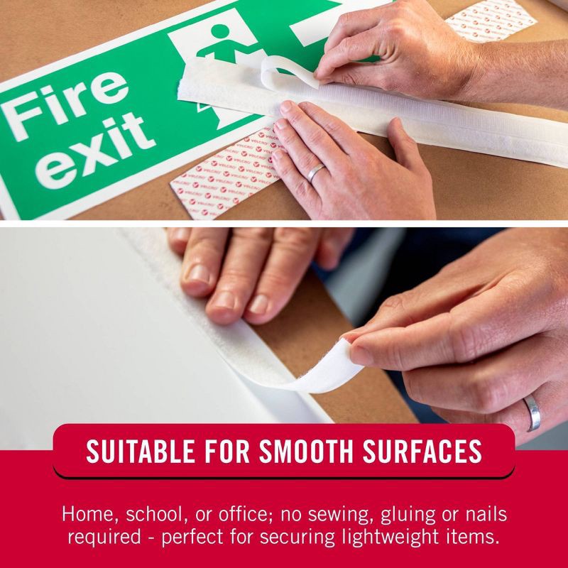 slide 4 of 8, VELCRO 3.5''x3/4" 4ct Sticky Back Strips Mounting Adhesive for Classroom and Office Organization White, 4 ct