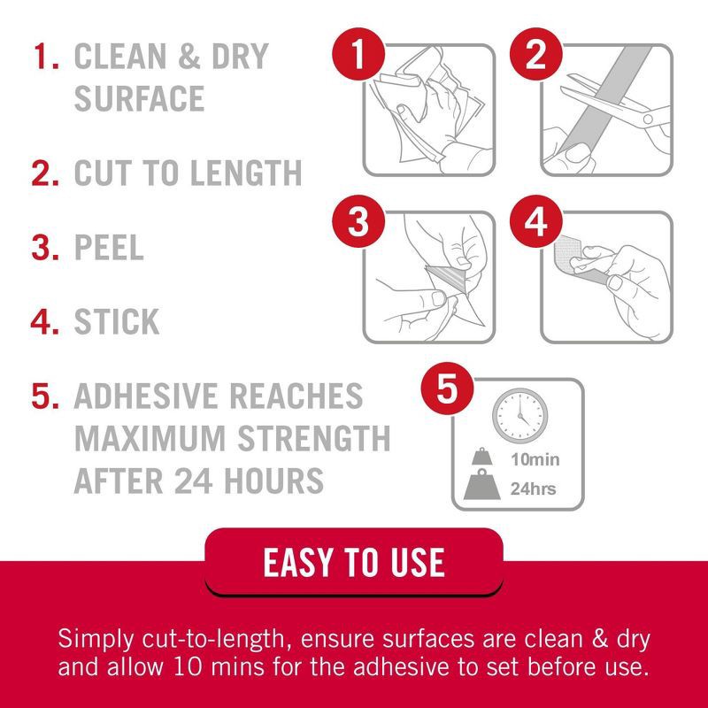 slide 7 of 8, VELCRO 3.5''x3/4" 4ct Sticky Back Strips Mounting Adhesive for Classroom and Office Organization White, 4 ct