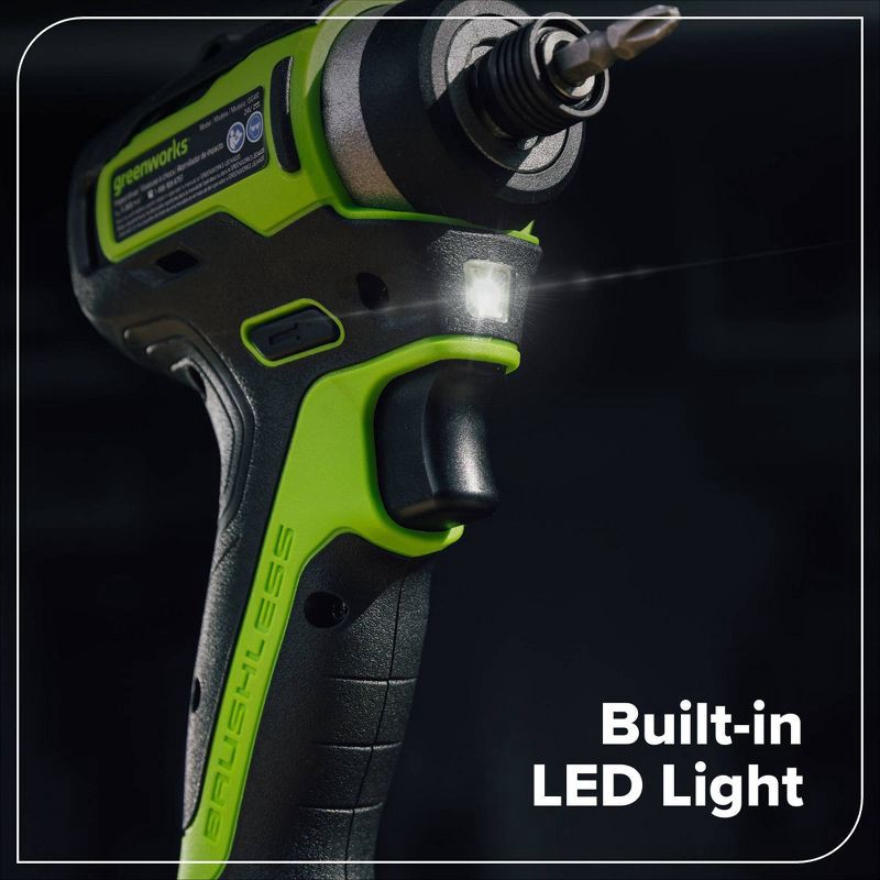 slide 7 of 11, Greenworks POWERALL 24V Cordless Brushless Drill/Impact Driver with 2 Batteries of 2.0Ah and Charger, 1 ct