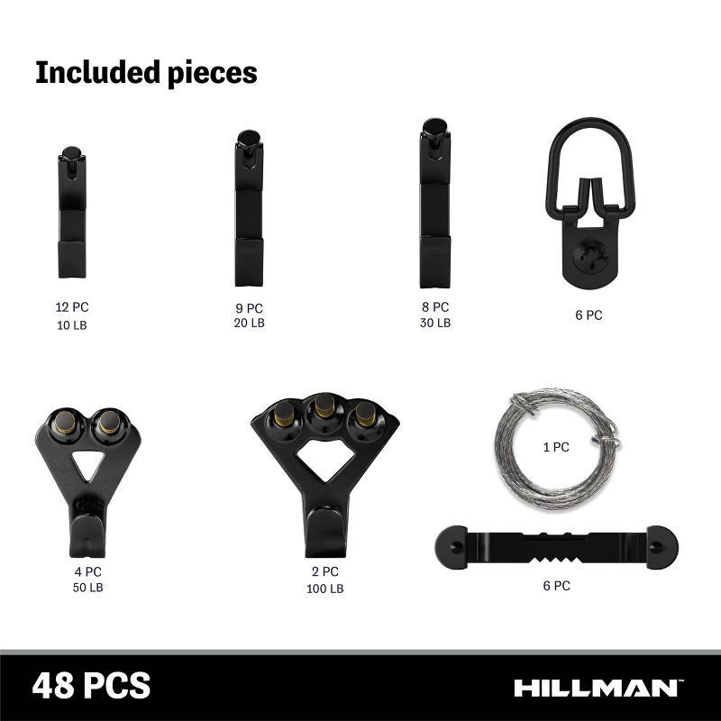 slide 7 of 7, Hillman 48pc Picture Hanging Kit - Black, 48 ct
