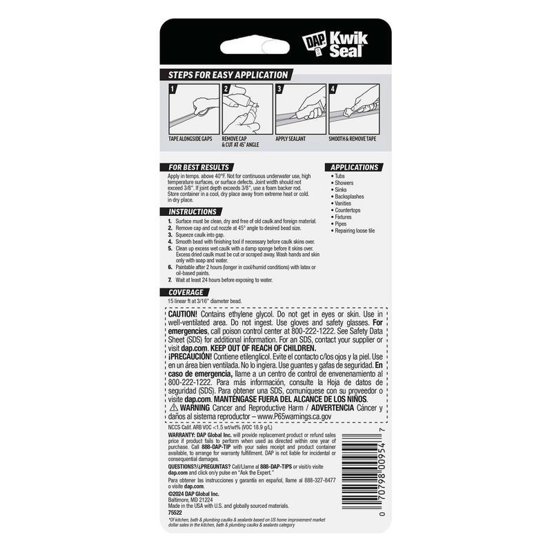 slide 7 of 10, DAP Kwik Seal 2.8oz White, 2.8 oz