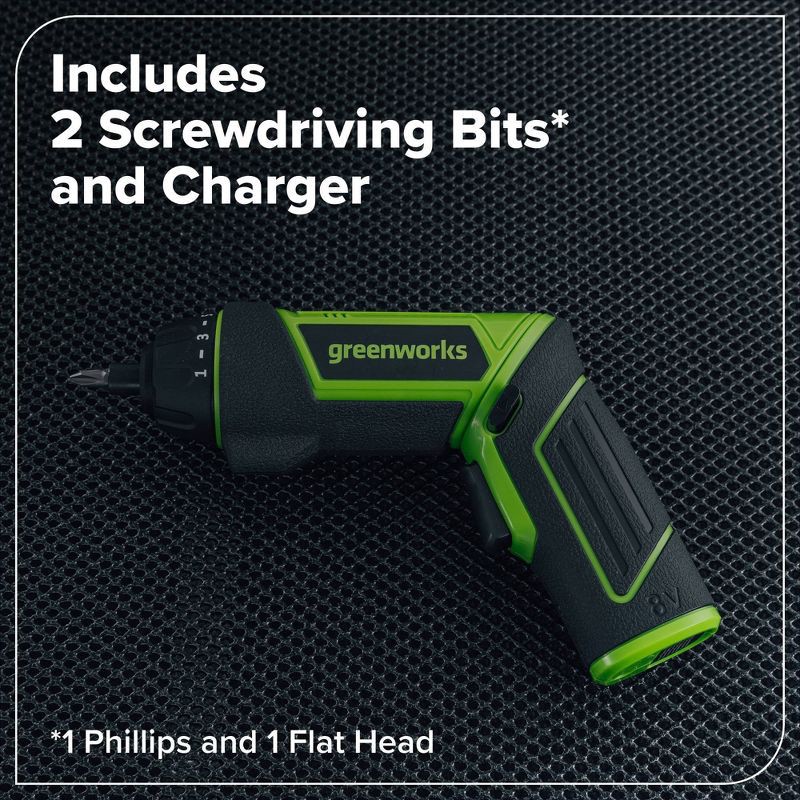 slide 2 of 7, Greenworks 8V Screwdriver with 2 bits, 1 ct