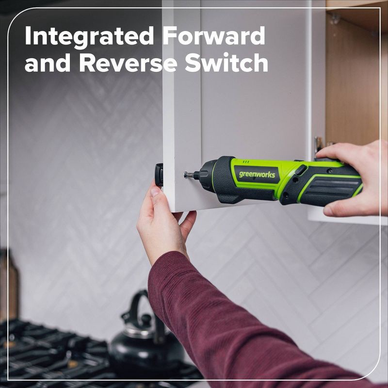slide 3 of 7, Greenworks 8V Screwdriver with 2 bits, 1 ct