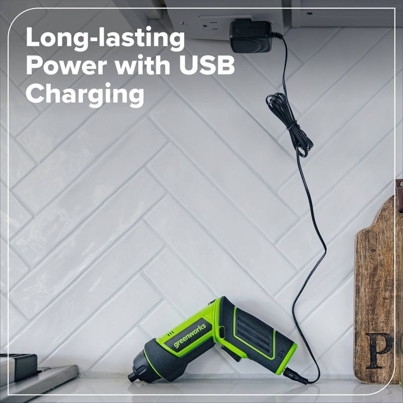 slide 6 of 7, Greenworks 8V Screwdriver with 2 bits, 1 ct