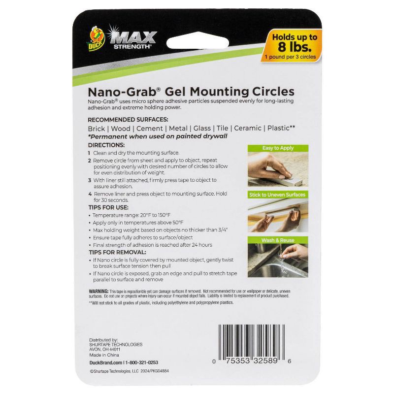 slide 3 of 13, Duck Max Nano-Grab Gel Mounting Circles Clear 24ct, 24 ct