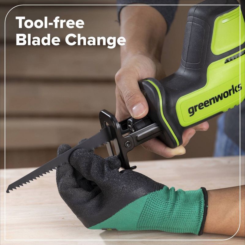 slide 3 of 9, Greenworks POWERALL 24V Cordless Brushless 1in Recip Saw with 2Ah Battery and Charger, 1 ct