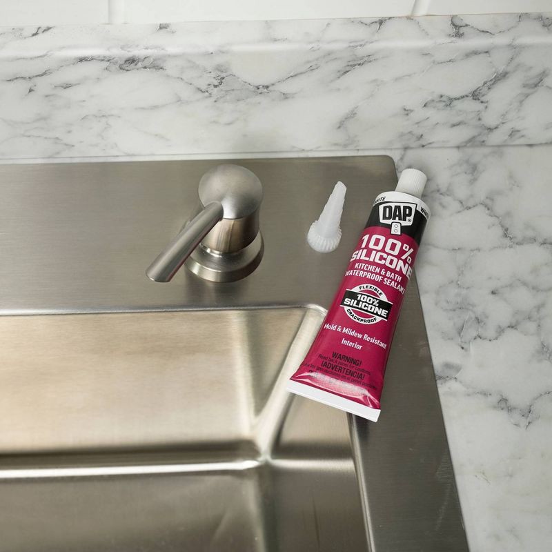 slide 4 of 10, DAP All Purpose Kitchen and Bath 100% Silicone 2.8oz White, 2.8 oz