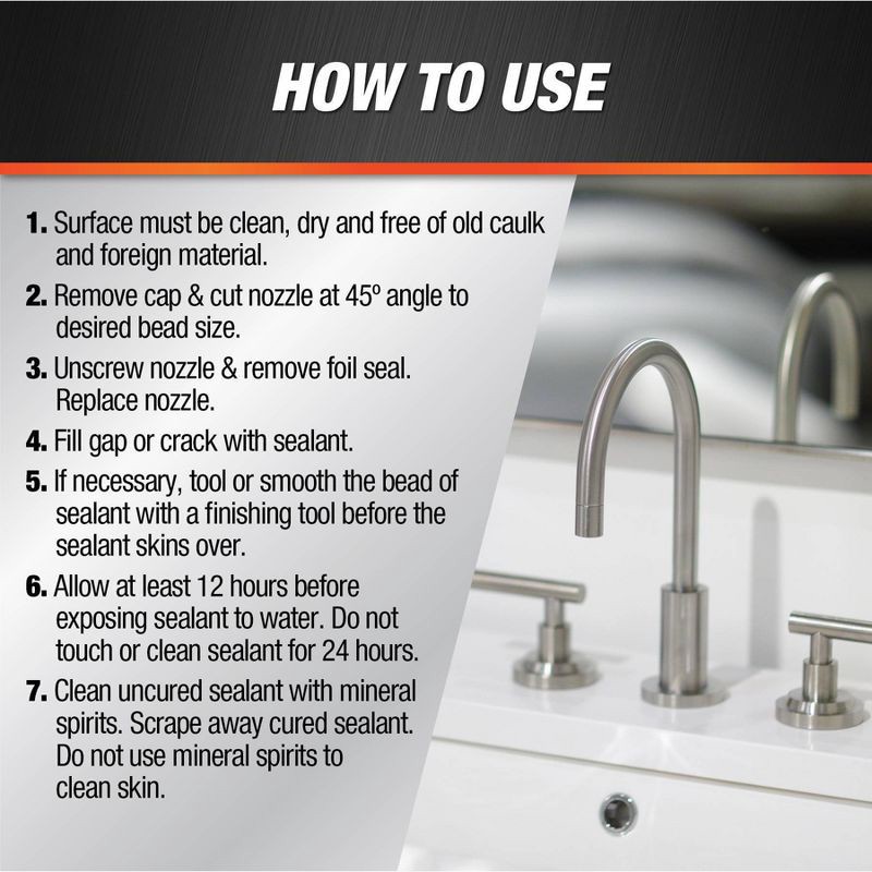 slide 10 of 10, DAP All Purpose Kitchen and Bath 100% Silicone 2.8oz White, 2.8 oz