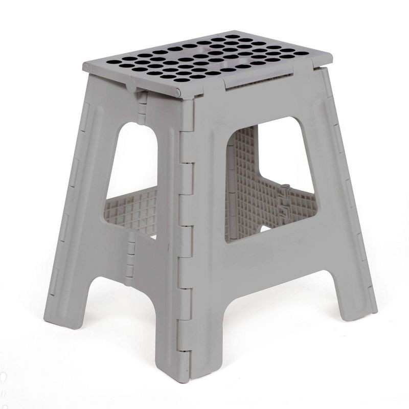slide 3 of 3, Kikkerland 15.5'' Tall Folding Step Stool Gray, 1 ct