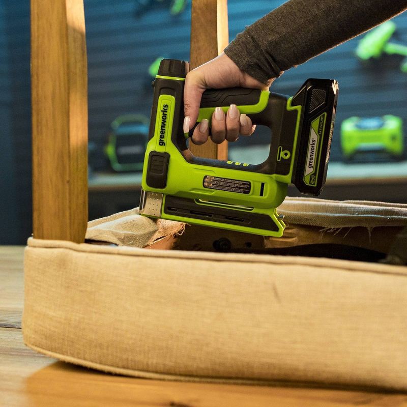 slide 2 of 10, Greenworks POWERALL 24V Cordless 3/8in Crown T50 Stapler with 2Ah Battery and Charger, 1 ct