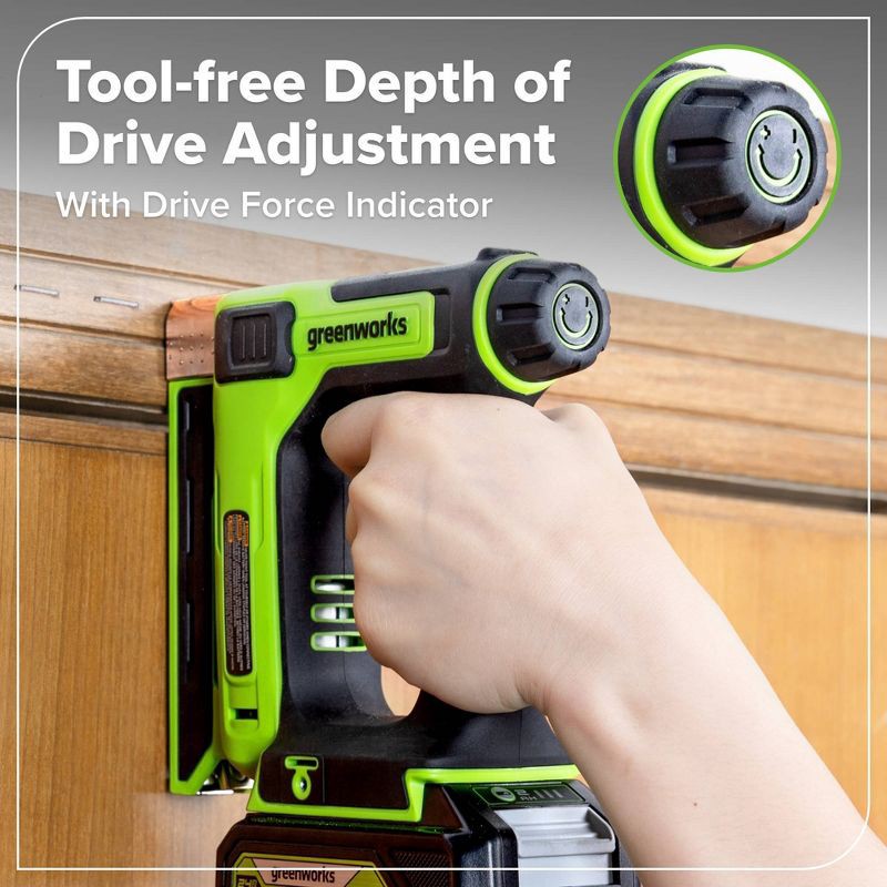slide 6 of 10, Greenworks POWERALL 24V Cordless 3/8in Crown T50 Stapler with 2Ah Battery and Charger, 1 ct