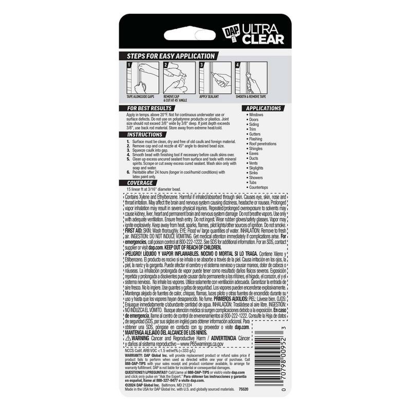 slide 3 of 8, DAP Ultra Clear 2.8oz, 2.8 oz