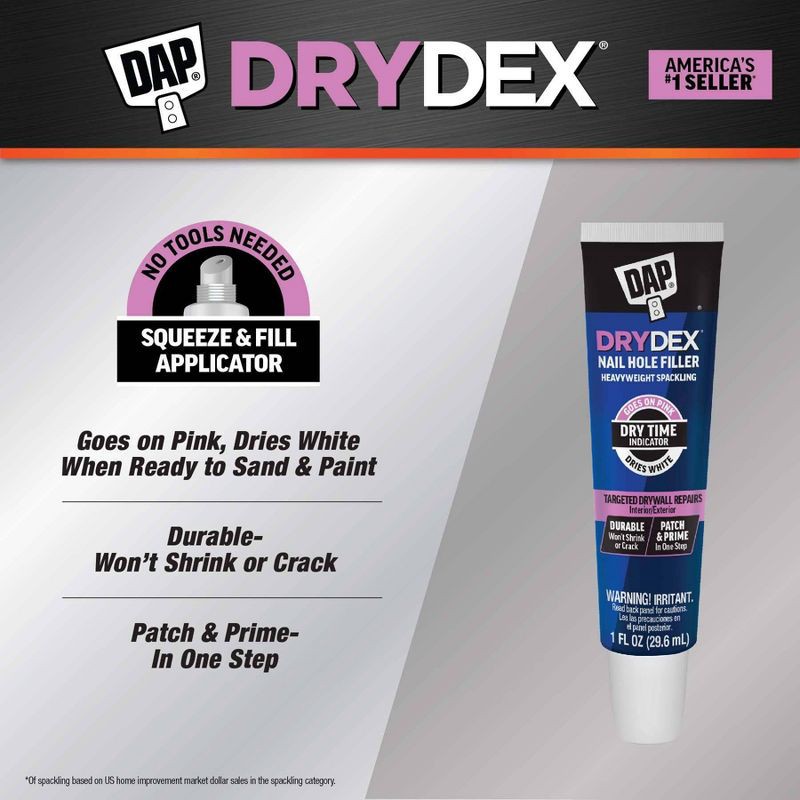 slide 5 of 5, DAP Drydex Spackling 1.0oz Chalk White, 1 oz