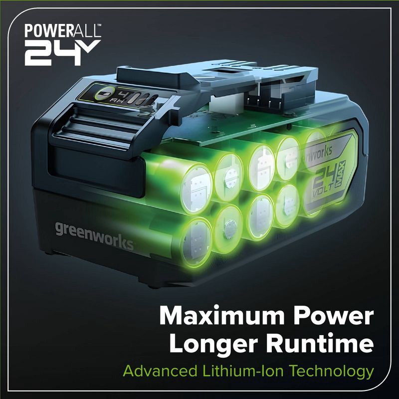 slide 8 of 10, Greenworks POWERALL 24V Cordless Brushless 1'' Jigsaw with 1.5Ah Battery and Charger, 1 ct