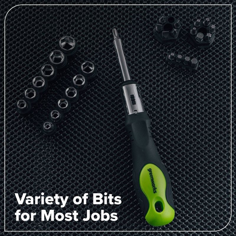 slide 2 of 4, Greenworks 26 Piece Ratcheting Screwdriver, 26 ct