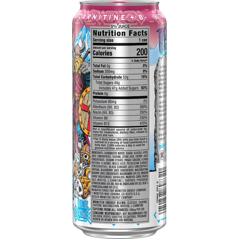 slide 3 of 6, Monster Energy Viking Berry Juice + Energy Drink - 16 fl oz, 16 fl oz