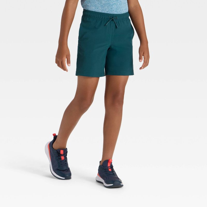 slide 1 of 3, Boys' Hybrid Shorts - All In Motion™ Teal Blue L, 1 ct