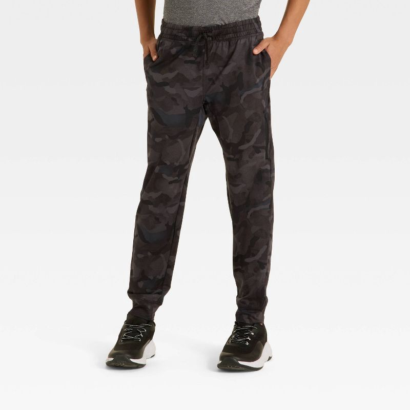 slide 1 of 3, Boys' Soft Stretch Jogger Pants - All In Motion™ Black Camo XS, 1 ct