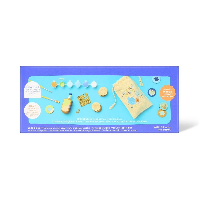 slide 3 of 3, 22pc Hanukkah Craft Wood Dreidel Painting Activity Kit - Mondo Llama™, 22 ct