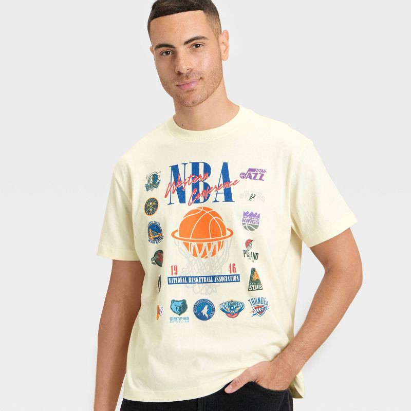 slide 2 of 3, Men's Short Sleeve NBA T-Shirt - Original Use™ Off White L, 1 ct