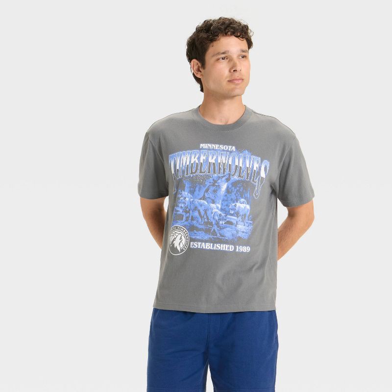 slide 2 of 3, Men's Short Sleeve NBA T-Shirt - Original Use™ Gray M, 1 ct