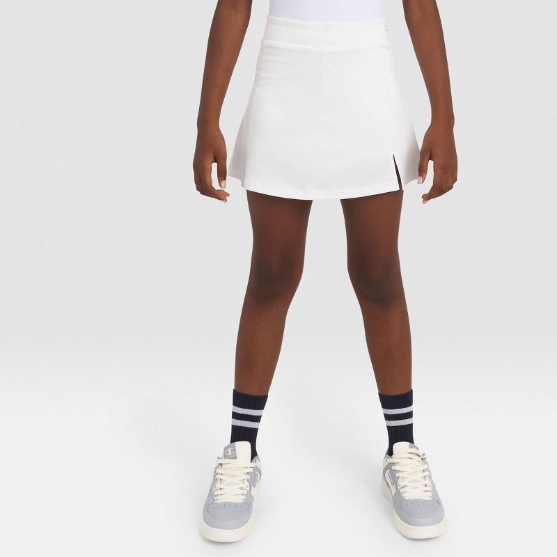 slide 2 of 5, Champion Girls' A-Line Short Skort - White S, 1 ct