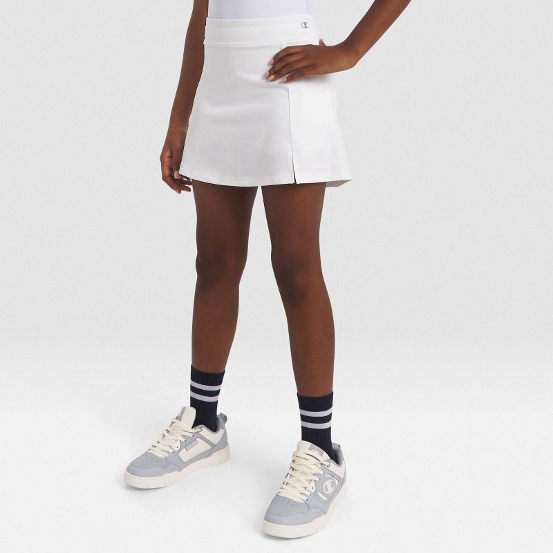 slide 3 of 5, Champion Girls' A-Line Short Skort - White XL, 1 ct