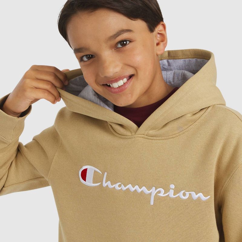 slide 2 of 8, Champion Kids' Signature Fleece Hoodie - Khaki S, 1 ct