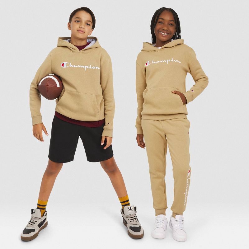 slide 8 of 8, Champion Kids' Signature Fleece Hoodie - Khaki L, 1 ct