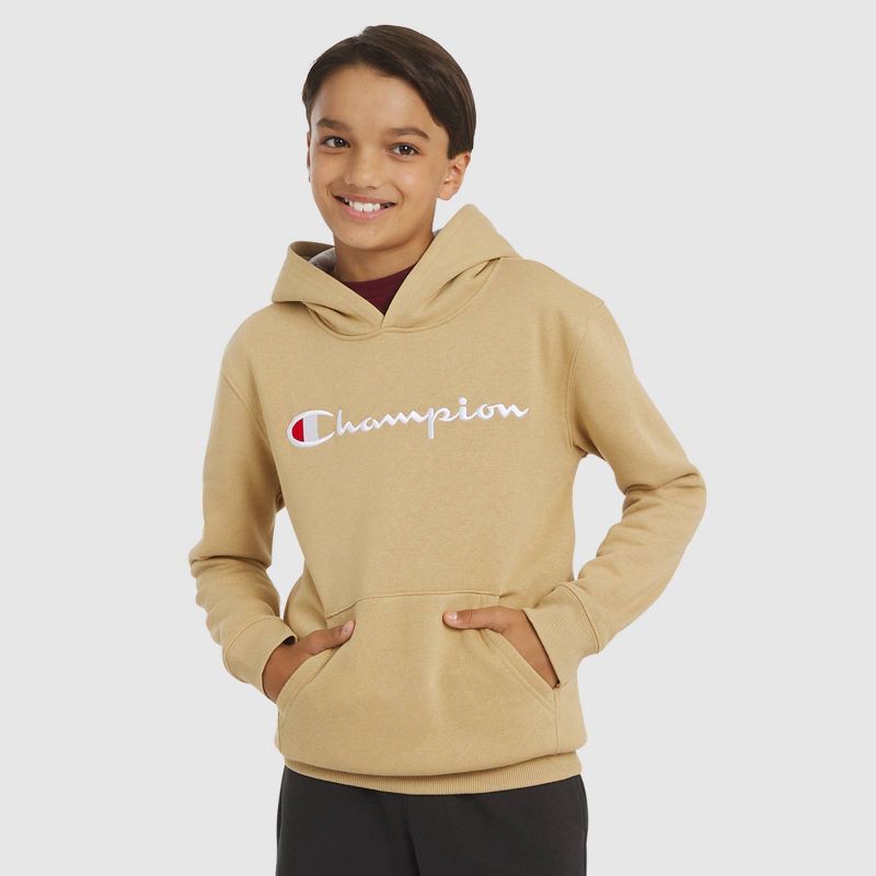 slide 4 of 8, Champion Kids' Signature Fleece Hoodie - Khaki XL, 1 ct