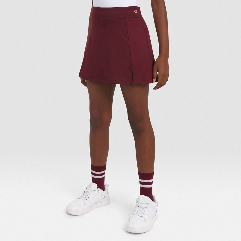 slide 2 of 4, Champion Girls' A-Line Short Skort - Wine Red S, 1 ct