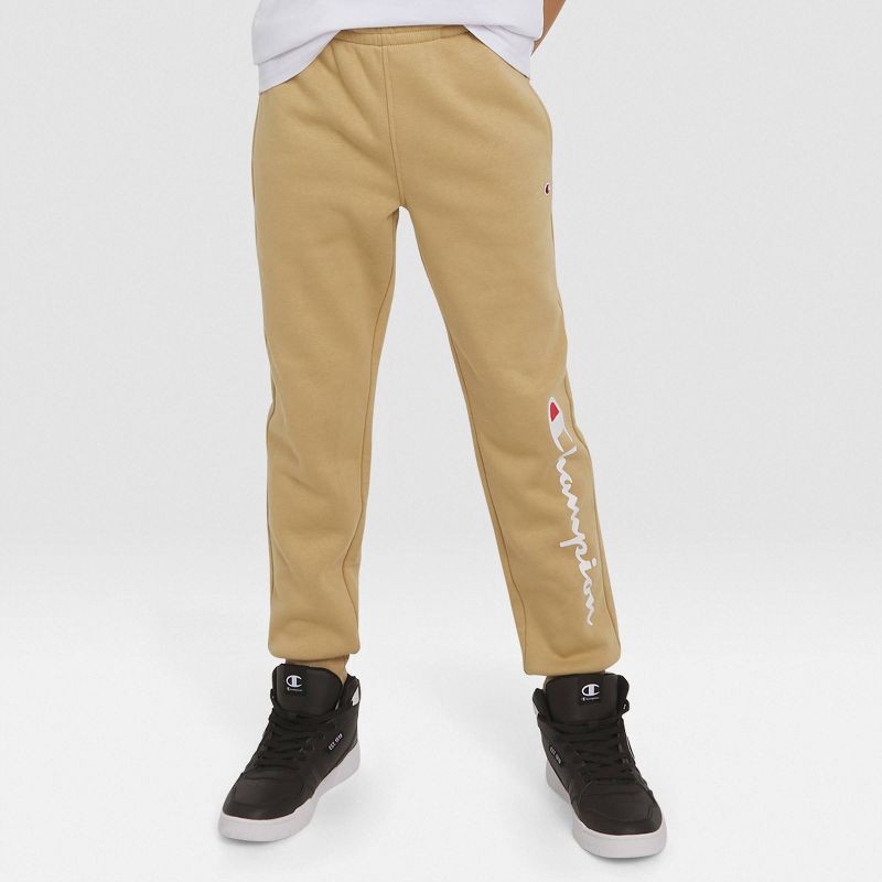 slide 2 of 2, Champion Kids' Signature Fleece Jogger Pants - Khaki M, 1 ct