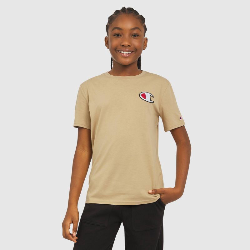 slide 4 of 6, Champion Kids' Signature Graphic T-Shirt - Khaki M, 1 ct