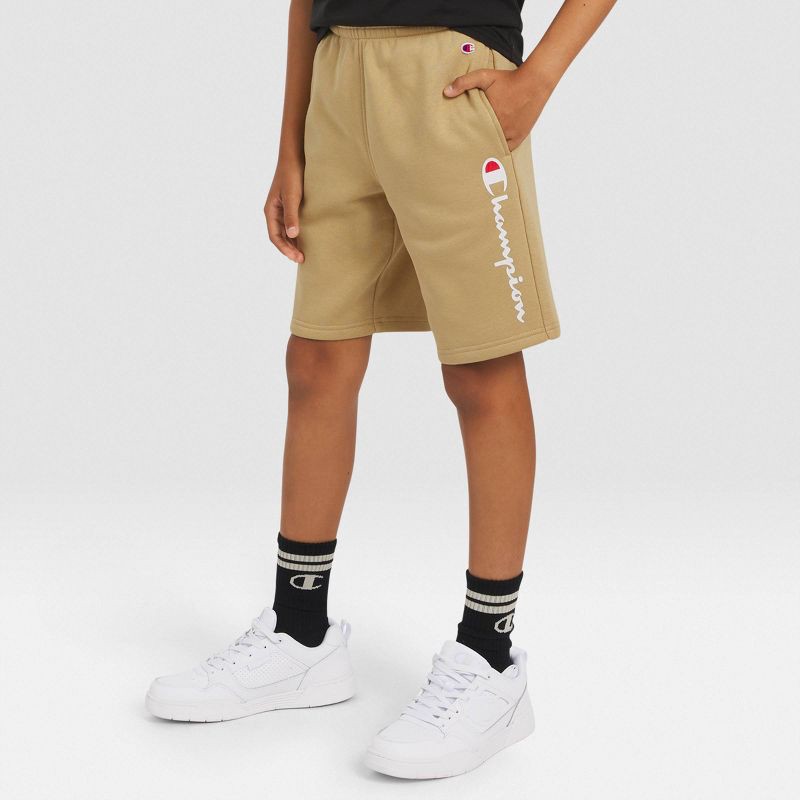 slide 3 of 3, Champion Kids' Signature Fleece Shorts - Khaki XL, 1 ct